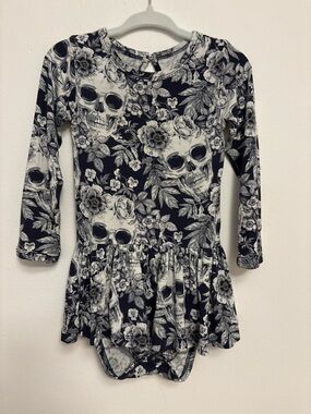 Skull Floral Long Sleeve Bodysuit/Twirl Dress
